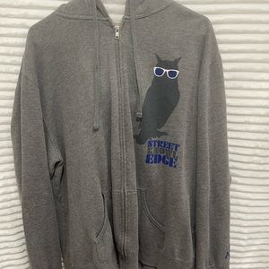 Nike Mens Street Knowledge Hoodie Sweatshirt Zip XXL Gray & Blue Herringbone Owl